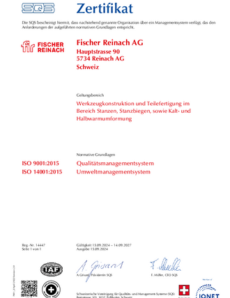 Zertifikat ISO 9001 und ISO 14001